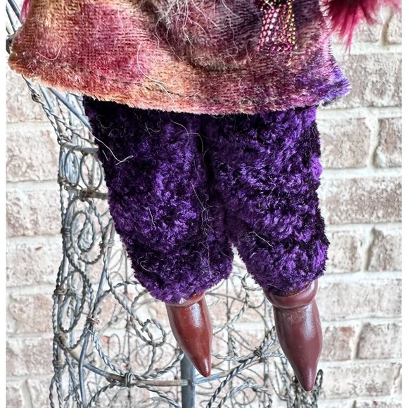 Vintage 90's Old Man Forest Elf Ornament Velour Clothes Christmas Handma… - Picture 6 of 12